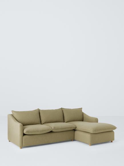John Lewis Ashbourne Large 3 Seater RHF Chaise End Sofa, Olive Green, Olive Green