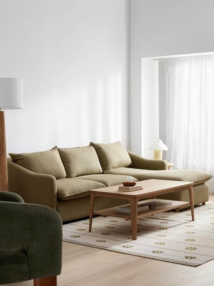 John Lewis Ashbourne Large 3 Seater RHF Chaise End Sofa, Light Leg, Olive Green - view 2, Olive Green