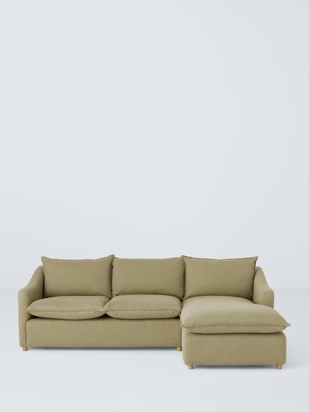 John Lewis Ashbourne Large 3 Seater RHF Chaise End Sofa, Olive Green - view 2, Olive Green
