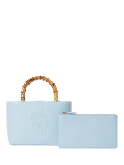 OSPREY LONDON Luxe Mini Clio Leather Grab Bag, Celestial Blue