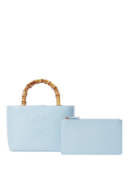OSPREY LONDON Luxe Mini Clio Leather Grab Bag, Celestial Blue