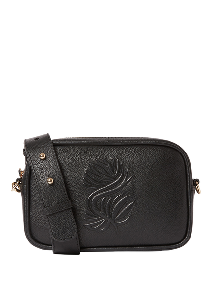OSPREY LONDON Luxe Roma Leather Crossbody Bag, Black