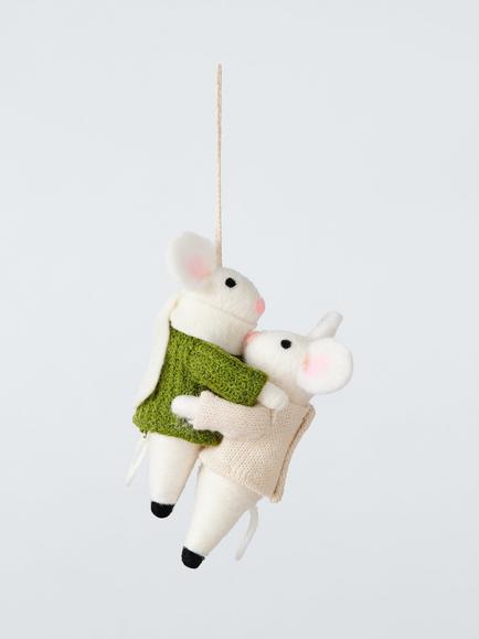 John Lewis The Cherisher Felt Hugging Mice Tree Decoration, Multi, Multi