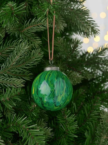 John Lewis The Curator Round Marble Bauble, Green - view 2, Green