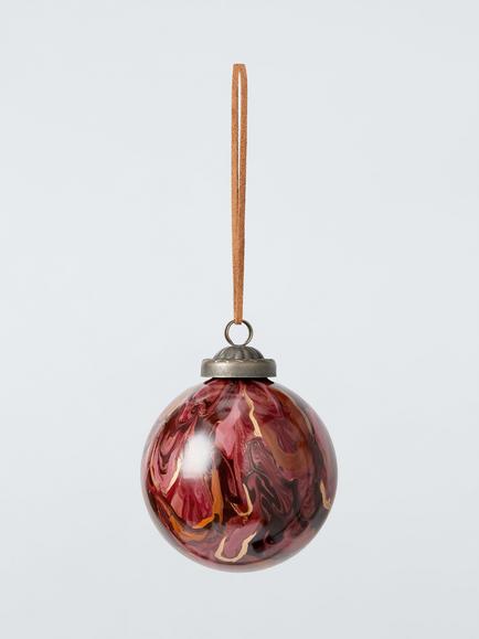 John Lewis The Curator Round Marble Bauble, Red, Red