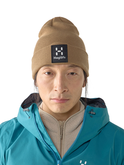 Haglöfs Aze Beanie Hat, Blue - view 2, Oak Brown