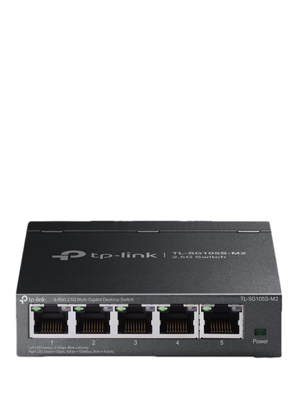TP-Link TL-SG105S-M2 5-Port 2.5G Multi-Gigabit Desktop Switch, Black, Black