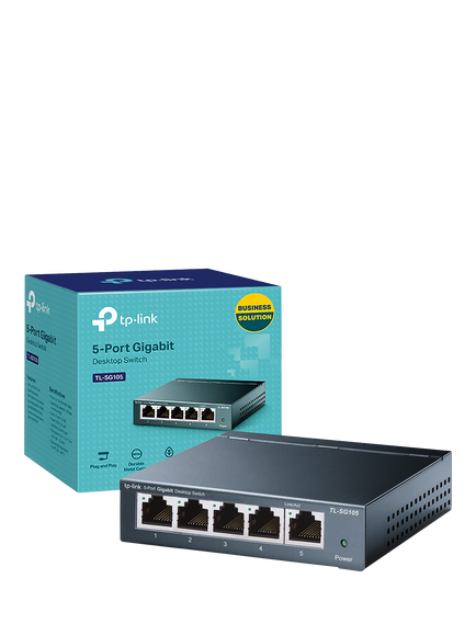 TP-Link TL-SG105 5-Port Desktop Network Switch, Black - view 2, Black