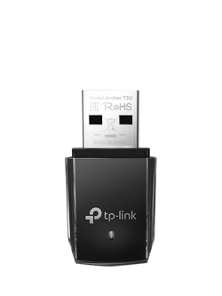 TP-Link Archer T3U Mini Wireless MU-MIMO USB Wi-Fi Adapter, AC1300, Black, Black