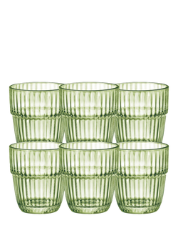 Bormioli Rocco Barshine Glass Tumblers, Set of 6, 305ml, Rocks Mint, Green