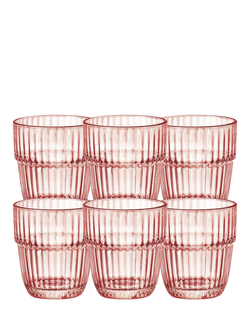 Bormioli Rocco Barshine Glass Tumblers, Set of 6, 305ml, Rocks Peach, Pink