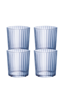 Bormioli Rocco Exclusiva Fluted Tumblers, Pack of 4, 355ml, Blue, Blue