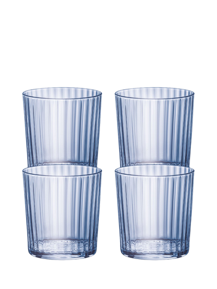 Bormioli Rocco Exclusiva Fluted Tumblers, Pack of 4, 355ml, Blue, Blue