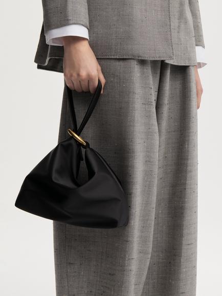 By Malene Birger Isadora Satin Wristlet Bag, Black, Black