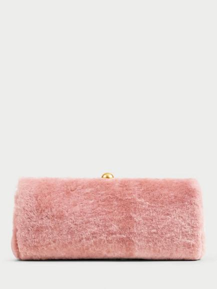 By Malene Birger Ellon Shearling Clucth Bag, Rose Dust, Rose Dust