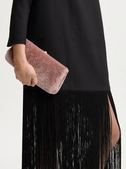 By Malene Birger Ellon Shearling Clucth Bag, Rose Dust - view 2, Rose Dust