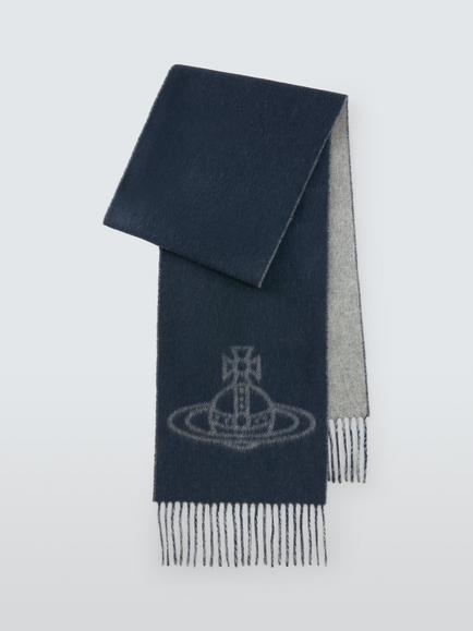 Vivienne Westwood Pure Wool Double Face Scarf, Navy/Mineral Grey