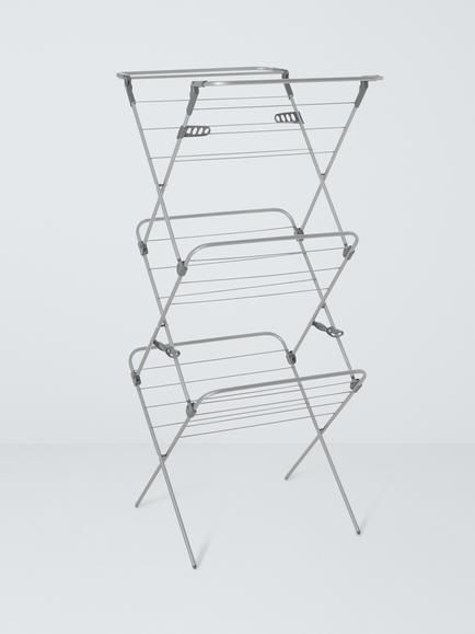 John Lewis 3 Tier Long Drop Indoor Clothes Airer, Silver, Siliver