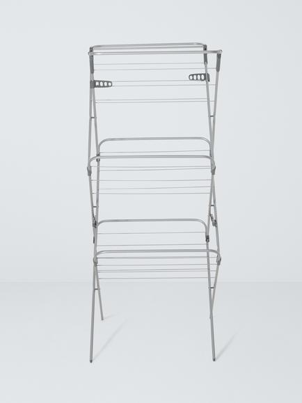 John Lewis 3 Tier Long Drop Indoor Clothes Airer, Silver - view 2, Siliver