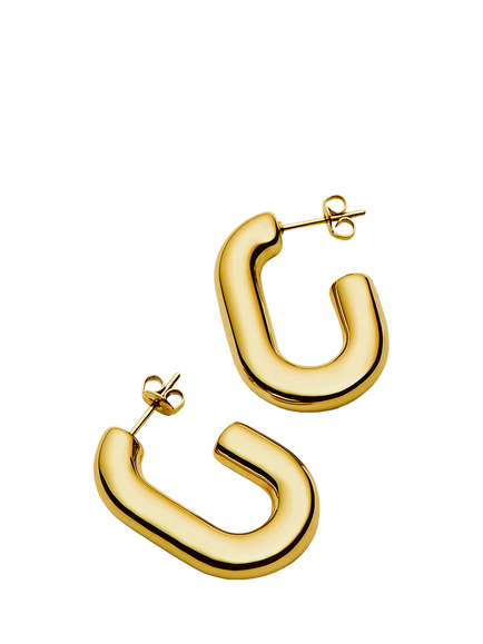 Missoma Chubby Oval Hoop Earrings, Gold - view 2, Gold