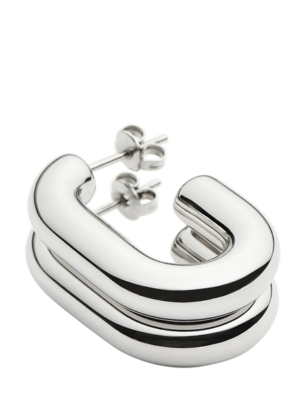 Missoma Chubby Oval Hoop Earrings, Silver - view 2, Silver
