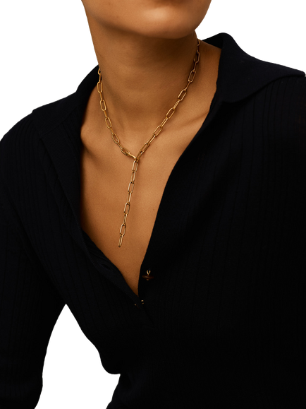 Missoma Classic Paperclip Chain Necklace, Gold - view 2, Gold