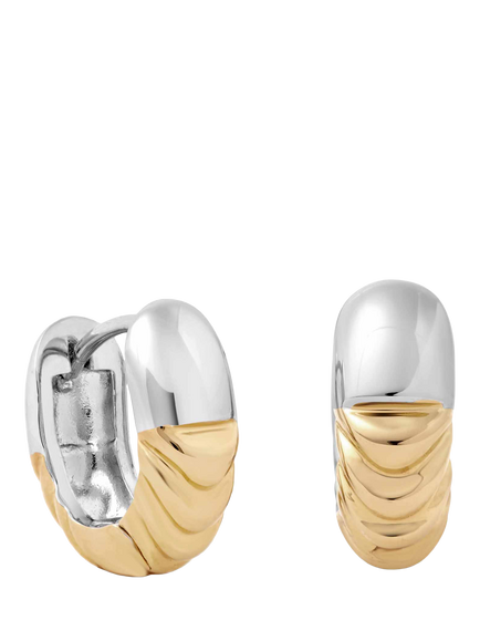 Astley Clarke Aurora Weave Mixed Metal Hoop Earrings, Gold/Silver - view 2, Gold/Silver