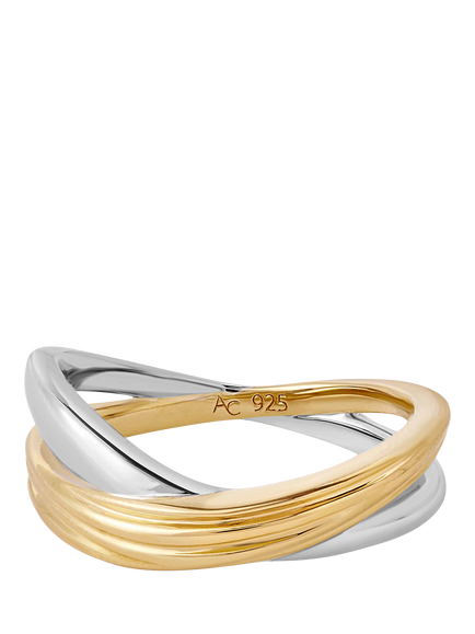 Astley Clarke Aurora Weave Mixed Metal Ring, Gold/Silver, Gold/Silver