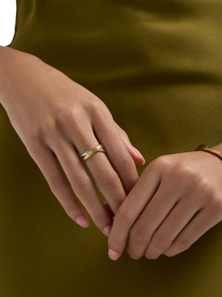 Astley Clarke Aurora Weave Mixed Metal Ring, Gold/Silver - view 2, Gold/Silver