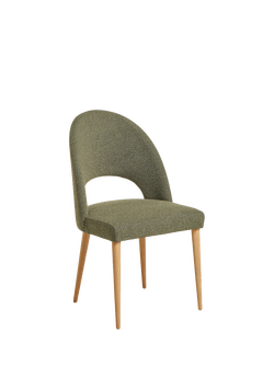 John Lewis OUTLET Moritz II Boucle Yarn Dining Chair, Everest Fern Green, Oak Finish, Green Mid