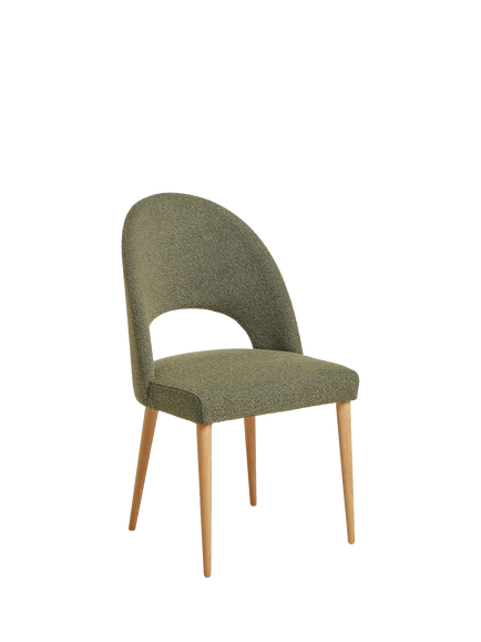 John Lewis OUTLET Moritz II Boucle Yarn Dining Chair, Everest Fern Green, Oak Finish, Green Mid
