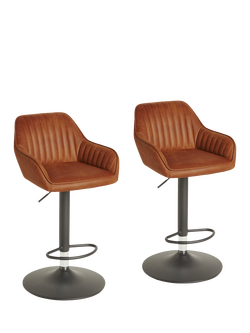 John Lewis OUTLET Brooks II Gas Lift Adjustable Bar Stool, Set of 2, Whisky, Kentucky Col 9