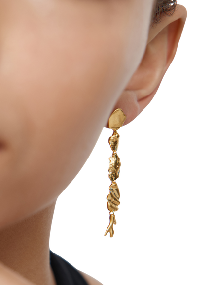 Monica Vinader Asymmetric Shell Fragment Drop Earrings, Gold - view 2, Gold