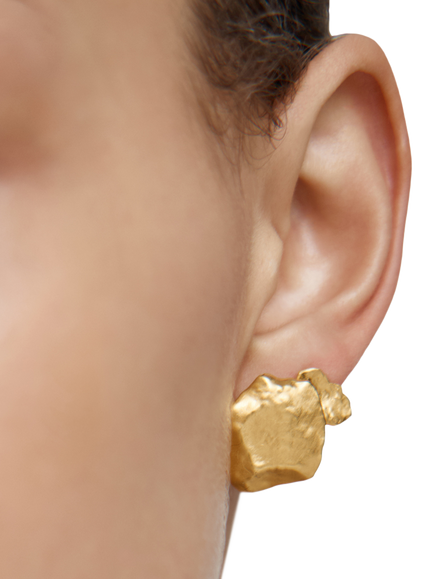 Monica Vinader Fragment Large Stud Earrings, Gold - view 2, Gold