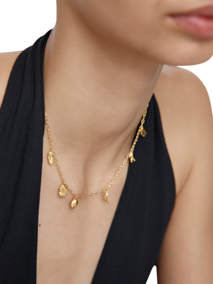 Monica Vinader Asymmetric Shell Fragment Necklace, Gold - view 2, Gold