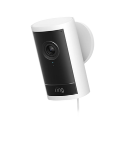 Ring Outdoor Camera Pro Plug-In Smart Security Camera with Built-in Wi-Fi, White, White