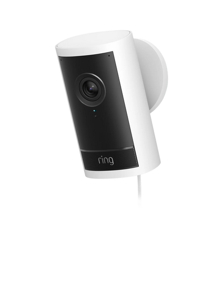 Ring Outdoor Camera Pro Plug-In Smart Security Camera with Built-in Wi-Fi, White, White