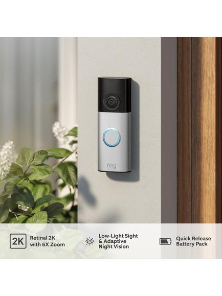 Ring Battery Video Doorbell Plus (2nd Generation), Nickel Silver - view 2, Nickel Silver