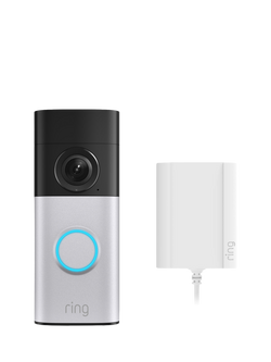 Ring Wired Video Doorbell Plus (2nd Generation) with Plug-In Adapter, Nickel Silver, Nickel Silver
