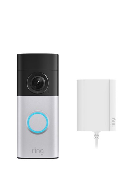 Ring Wired Video Doorbell Plus (2nd Generation) with Plug-In Adapter, Nickel Silver, Nickel Silver