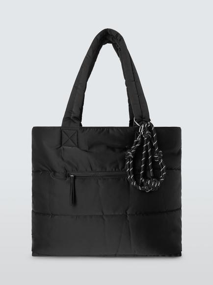 John Lewis Large Quilted Shopper Bag, Black, Black