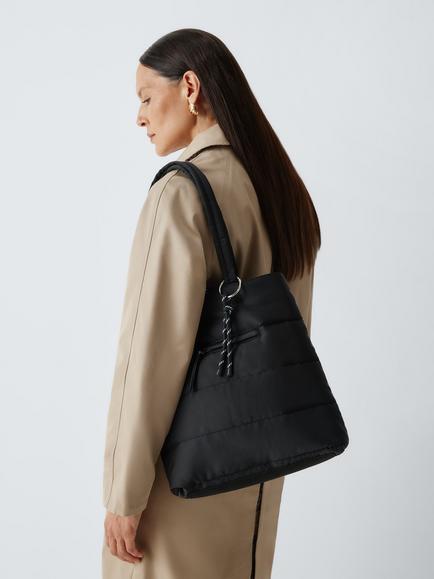 John Lewis Small Quilted Shopper Bag, Black - view 2, Black