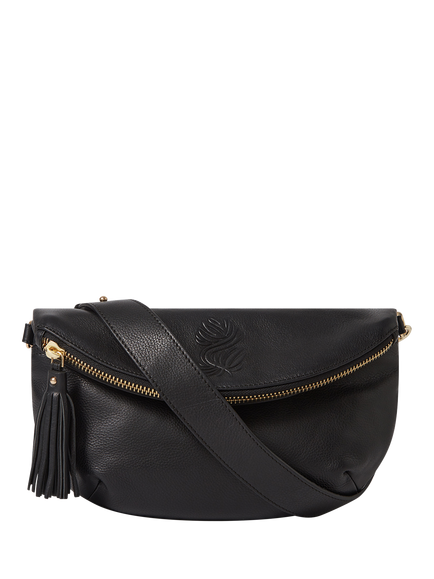 OSPREY LONDON Luxe Leather Milano Sling Bag, Black