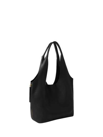 OSPREY LONDON Leather Slouch Hobo Bag - view 2, Black
