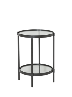 John Lewis OUTLET Forge Iron and Glass Side Table, Black, Black