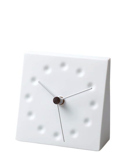 Lemnos Drops Draw the Existence Square Porcelain Mantel Clock, White, Porcelain