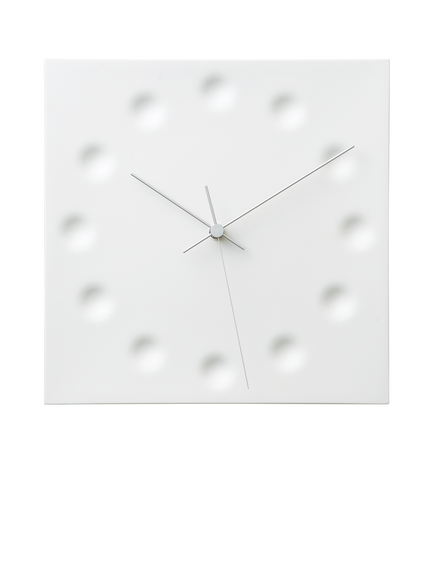 Lemnos Drops Draw the Existence Square Porcelain Wall Clock, 25.5cm, White, Porcelain