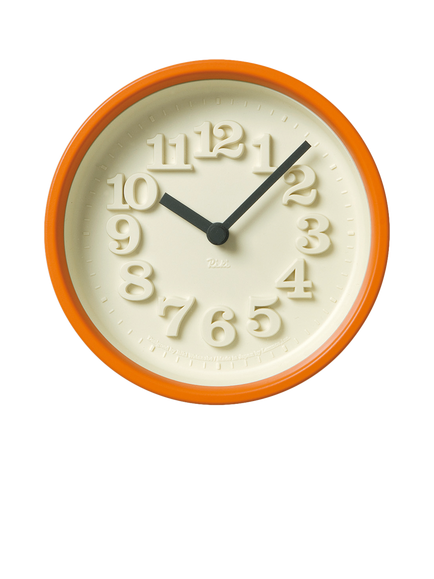 Lemnos Riki Watanabe Chiisana Tokei Small Wall Clock, 12cm, Orange, Orange