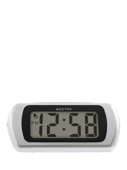 Acctim Auric Digital Alarm Clock, Silver - view 2, Silver