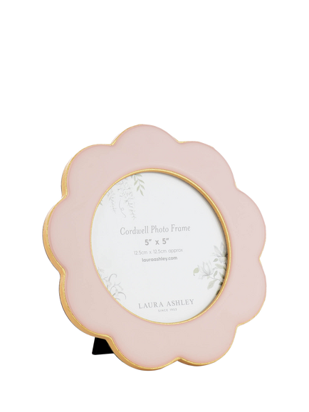 Laura Ashley Cordwell Scalloped Round Photo Frame, 5 x 5" (12.5 x 12.5cm), Pink, Pink